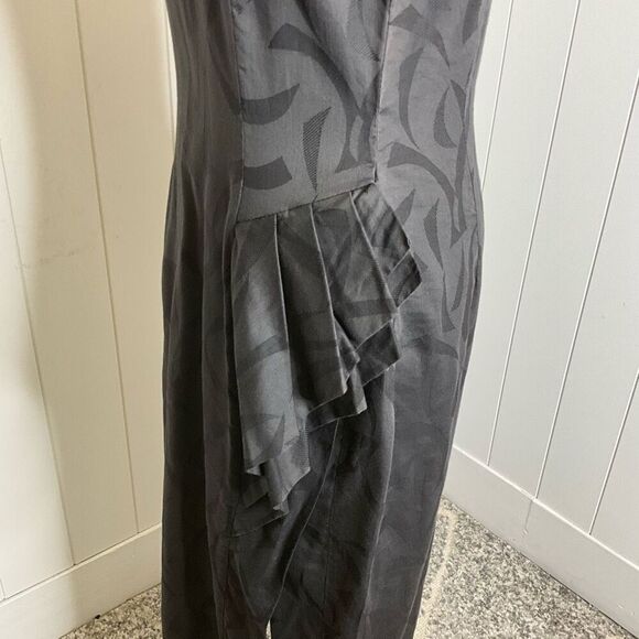 Vintage 80s Young Edwardian Women's Small Black Full Zip Maxi Dress Short Sleeve - Picture 11 of 16